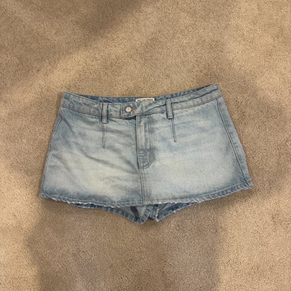 Free People We the Free Gallivanting Peekaboo Denim Skort/Skirt